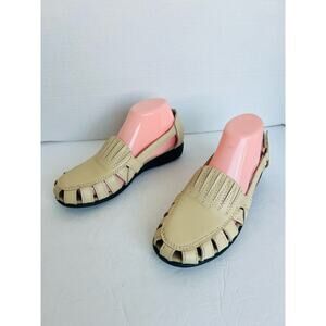 Dr. Scholl’s Breezeway Beige Leather Uppers Padded Comfort Soles Shoe Sandals 8W